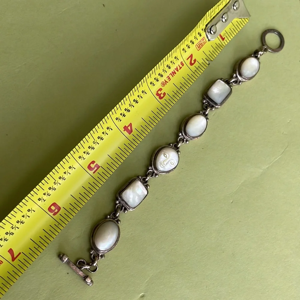 Vintage sterling silver/mother of purl bracelet - Picture 6 of 9